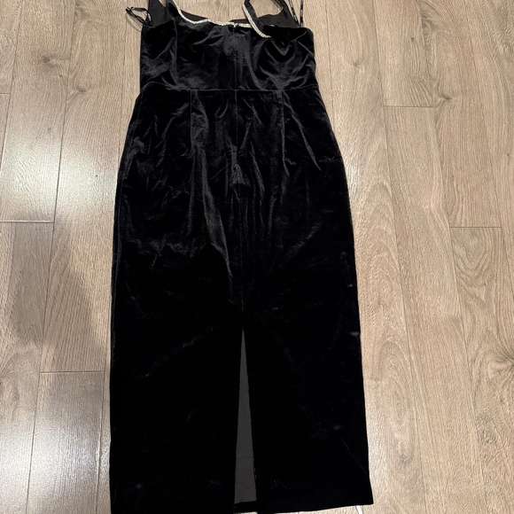 Self-Portrait Black Velvet Midi Dress US12 - Picture 10 of 13